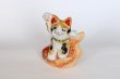 Photo7: Japanese Lucky Cat Kutani Porcelain Maneki Neko porgy Tai nori kenaga H15.5cm (7)