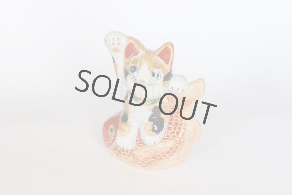 Photo7: Japanese Lucky Cat Kutani Porcelain Maneki Neko porgy Tai nori kenaga H15.5cm (7)
