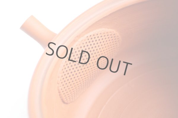 Photo8: Tokoname tea pot kyusu Gyokko pottery tea strainer red shudei flat hira 160ml (8)