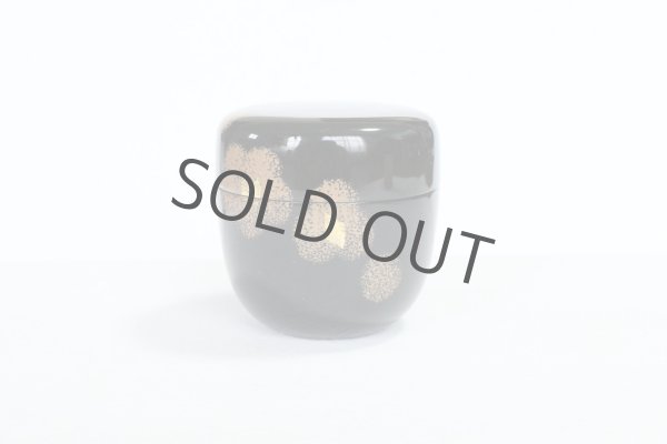 Photo5: Tea Caddy Japanese Natsume Echizen Urushi lacquer Matcha container flower black (5)