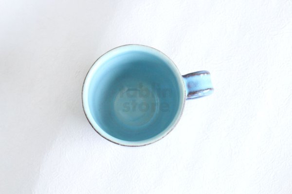 Photo2: Hagi yaki ware Japanese pottery mug coffee cup megumi blue 340ml (2)