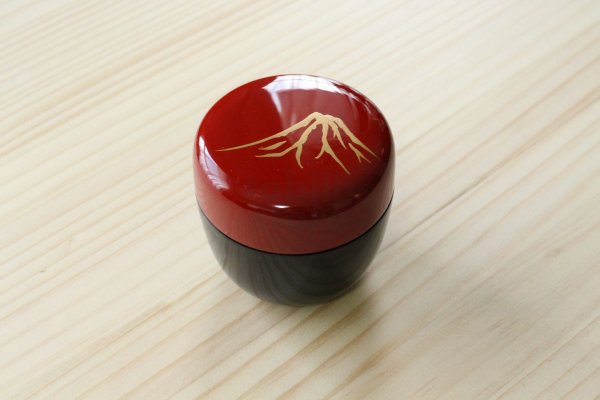 Photo1: Tea Caddy Japanese Natsume Echizen Urushi lacquer Matcha container Gold Mt. Fuji (1)