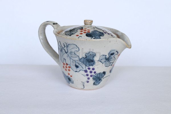 Photo3: Seto yaki ware Kobiki Somebudo Japanese tea pot made by Afuku Kiln 250ml (3)