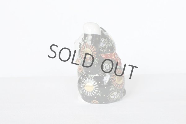 Photo4: Japanese Lucky Cat Kutani Porcelain Maneki Neko both hands up black mori H12cm (4)