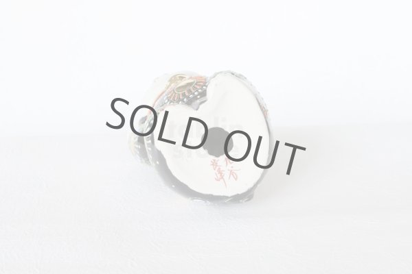 Photo2: Japanese Lucky Cat Kutani Porcelain Maneki Neko both hands up black mori H12cm (2)