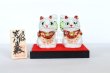 Photo12: Japanese Lucky Cat Kutani yaki ware Porcelain Maneki Neko nigo siro sakari pair (12)