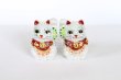 Photo11: Japanese Lucky Cat Kutani yaki ware Porcelain Maneki Neko nigo siro sakari pair (11)