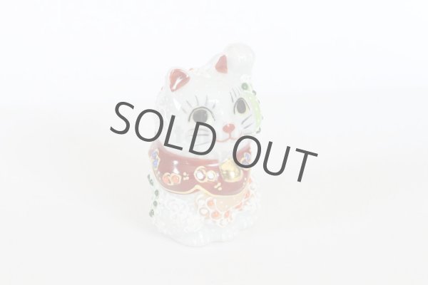 Photo10: Japanese Lucky Cat Kutani yaki ware Porcelain Maneki Neko nigo siro sakari pair (10)
