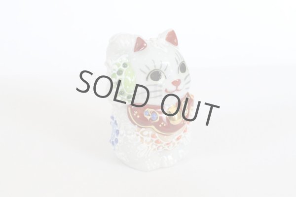 Photo6: Japanese Lucky Cat Kutani yaki ware Porcelain Maneki Neko nigo siro sakari pair (6)