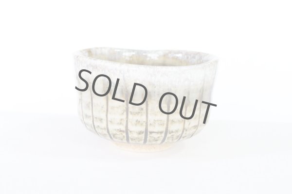 Photo7: Mino Japanese pottery tea ceremony matcha bowl sabi togusa carved line chawan (7)