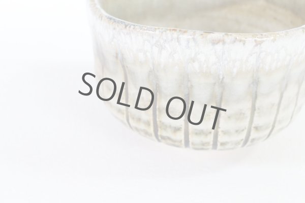 Photo3: Mino Japanese pottery tea ceremony matcha bowl sabi togusa carved line chawan (3)