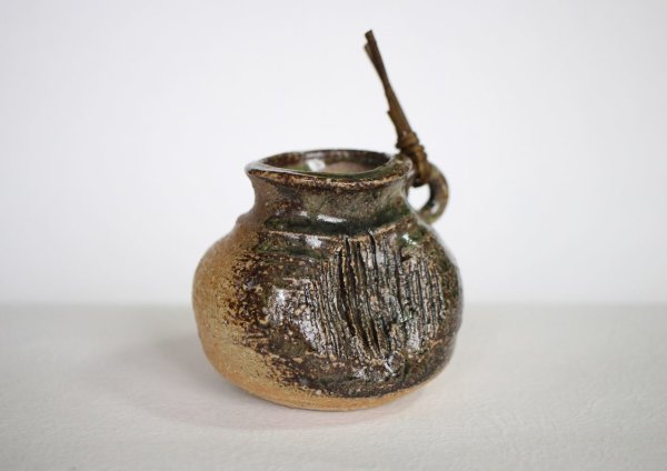 Photo1: Shigaraki pottery Japanese small vase kataturu H 70mm (1)