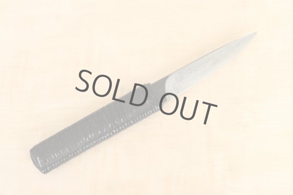 Photo10: Shokei Funaki hangetsu white 2 steel Lacquer wisteria string cord handle Tanto Fixed Blade Knife 85mm (10)
