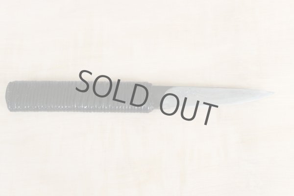 Photo4: Shokei Funaki hangetsu white 2 steel Lacquer wisteria string cord handle Tanto Fixed Blade Knife 85mm (4)