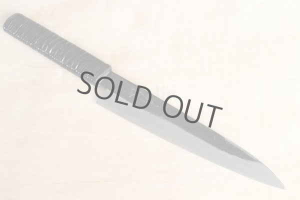 Photo2: Shokei Funaki white 2 steel Lacquer wisteria string cord handle Sashimi Sujihiki knife 180mm (2)