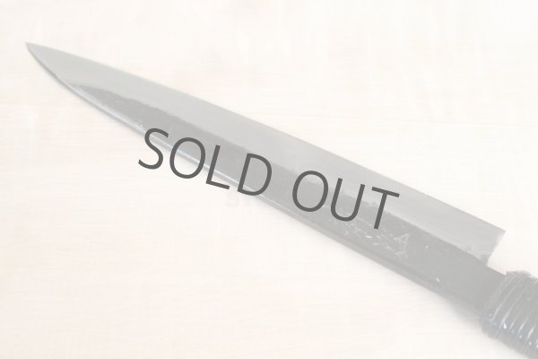 Photo5: Shokei Funaki white 2 steel Lacquer wisteria string cord handle Sashimi Sujihiki knife 180mm (5)