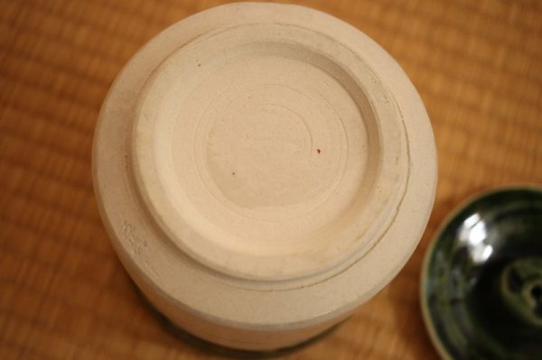 Photo5: Mino Japanese tea ceremony pottery water jar Mizusashi Oribe Gto (5)