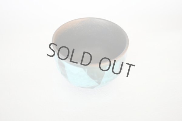 Photo2: Kutani matcha chawan Japanese tea ceremony bowl ippuku blue ginsai (2)