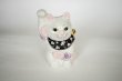 Photo9: Maneki Neko Japanese Lucky Cat Kutani Porcelain flower pink-purple H14cm (9)