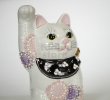 Photo4: Maneki Neko Japanese Lucky Cat Kutani Porcelain flower pink-purple H14cm (4)