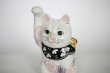 Photo3: Maneki Neko Japanese Lucky Cat Kutani Porcelain flower pink-purple H14cm (3)