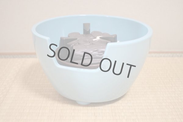 Photo5: Electric charcoal Japanese tea ceremony blue seiji pottery benibachiburo (5)