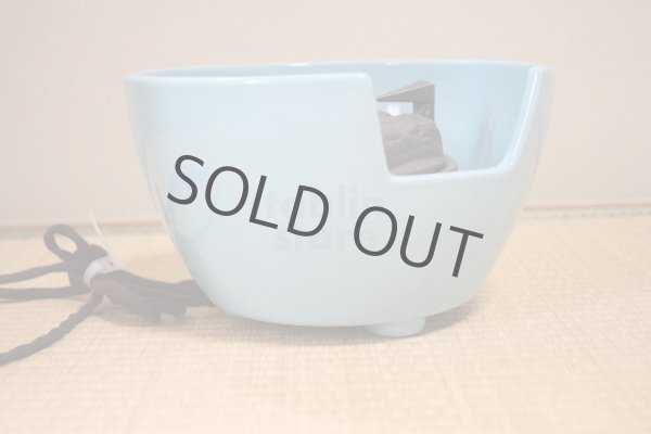 Photo2: Electric charcoal Japanese tea ceremony blue seiji pottery benibachiburo (2)