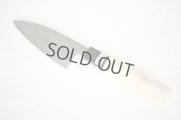 Photo8: Left Hand Okeya Yasuki white-2 steel Japanese Small Deba hammered Knife 105mm (8)