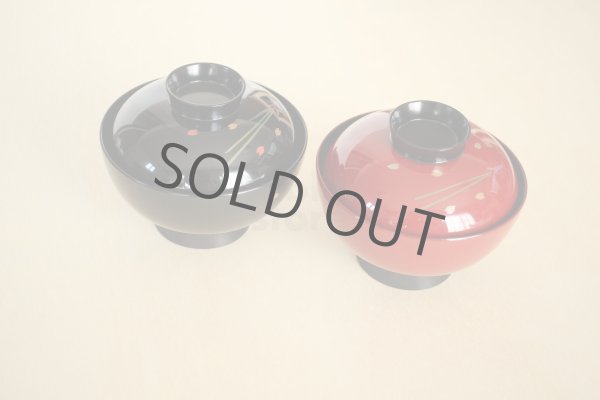 Photo5: Japanese Echizen Urushi lacquer soup bowl wan matsuba sakura D12cm set of 2 (5)