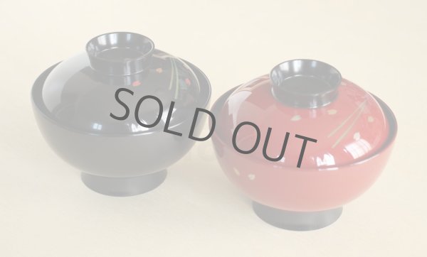 Photo4: Japanese Echizen Urushi lacquer soup bowl wan matsuba sakura D12cm set of 2 (4)