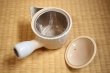 Photo13: Hagi yaki ware Japanese tea pot cups set Himec with stainless tea strainer 340ml (13)