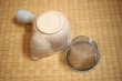 Photo11: Hagi yaki ware Japanese tea pot cups set Himec with stainless tea strainer 340ml (11)