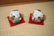 Photo1: Japanese Lucky Cat Kutani Porcelain Maneki Neko fu mori pair H11.5cm (1)