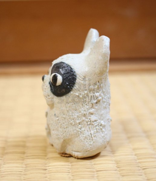 Photo6: French Bulldog Shigaraki pottery Japanese doll H8cm (6)