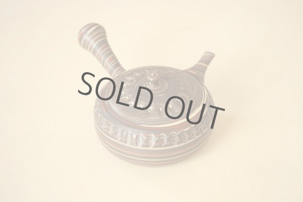 Photo10: Tokoname Japanese tea pot kyusu Tosen carved nerikomi 340ml (10)