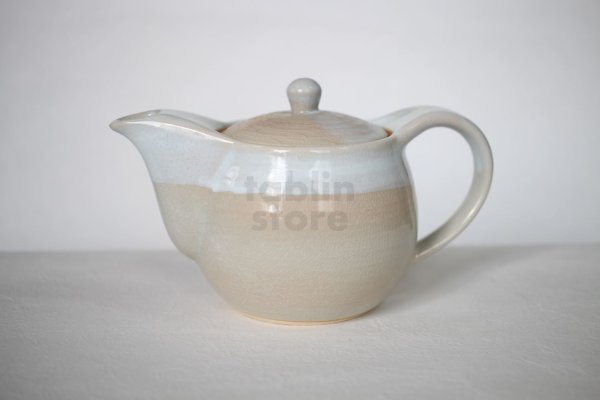 Photo1: Hagi yaki ware Japanese tea pot Hamon with stainless tea strainer 400ml (1)