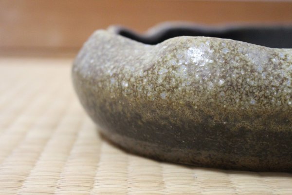 Photo6: Ikebana Suiban Vase Shigaraki Japanese pottery henkei yohen oval kaki W39cm (6)