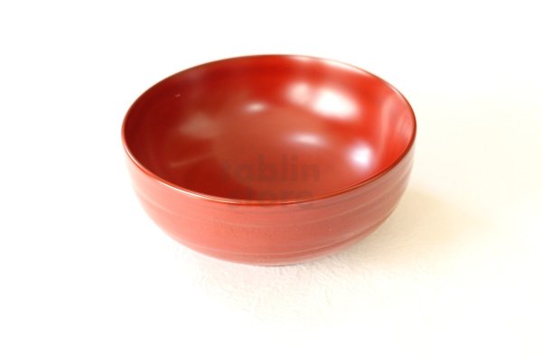 Photo2: Japanese Echizen Urushi lacquer matcha tea soup bowl hira jinoko shu red D130mm (2)