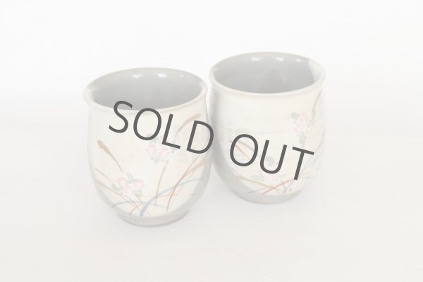 Photo5: Kiyomizu pottery yunomi flower kinsai tea cup set of 2 (5)