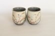 Photo1: Kiyomizu pottery yunomi flower kinsai tea cup set of 2 (1)