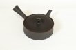 Photo1: Tokoname Japanese tea pot Sekiryu pottery tea strainer flat shape shudei black 150ml (1)