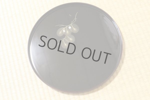 Photo6: Japanese Echizen Urushi lacquer Bon wooden tray round gold pine tamari D303mm (6)