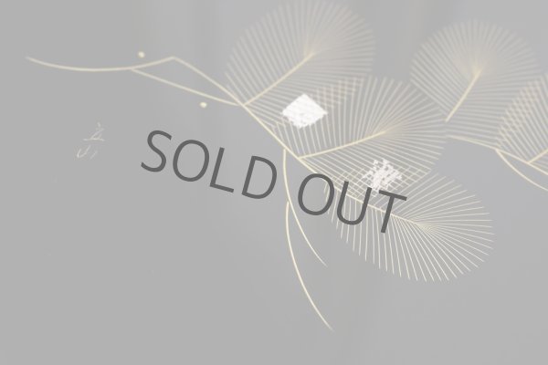 Photo4: Japanese Echizen Urushi lacquer Bon wooden tray round gold pine tamari D303mm (4)