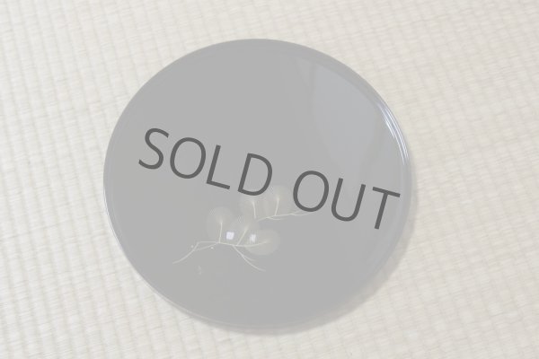 Photo2: Japanese Echizen Urushi lacquer Bon wooden tray round gold pine tamari D303mm (2)