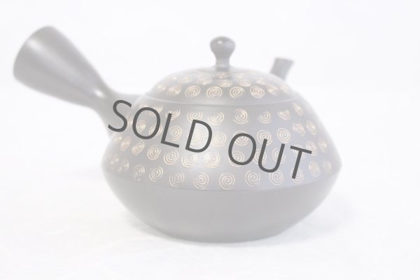 Photo12: Tokoname Japanese tea pot kyusu YT Hokuryu pressed gold  flower 300ml (12)