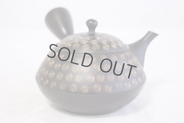 Photo10: Tokoname Japanese tea pot kyusu YT Hokuryu pressed gold  flower 300ml (10)