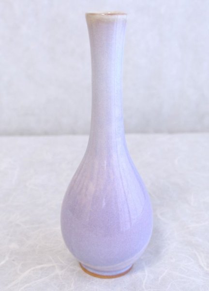 Photo2: Hagi yaki ware Japanese vase Hagi purple hosokubi H 22cm (2)
