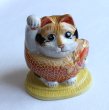 Photo10: Japanese Lucky Cat Kutani Porcelain Maneki Neko yonhachi oukoku H 14.5cm  (10)