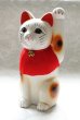Photo1: Japanese Lucky Cat Tokoname ware YT Porcelain Maneki Neko slim white H25cm (1)