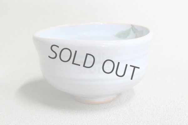Photo5: Kiyomizu Japanese pottery tea ceremony matcha bowl chawan Ryoji light blue plum (5)